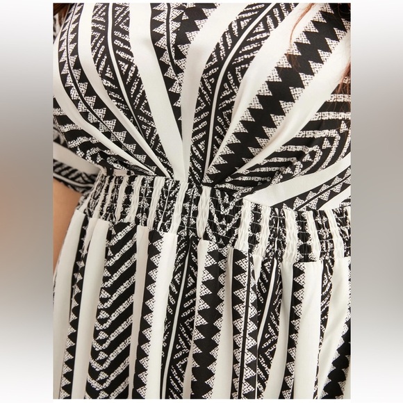 BloomChic Plus Size Solid Geometric Dolman Sleeve Pocket Shirred Split Hem Dress - Picture 6 of 8